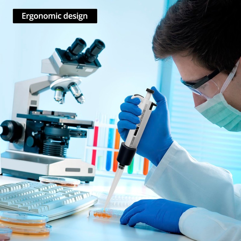 QWORK® 100ul-1000ul Adjustable Laboratory Micropipette Single Channel Highly Accurate Automatic