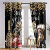 HIYSMT Leopard Print Black Gold Curtains,Cheetah Modern Fashion Bow Champagne
