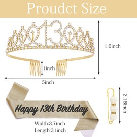 POPOYU Fabulous Birthday Crown Sash Set, Black Tiara Crown, Birthday Crown for Birthday Decoration, Princess Crowns, Hair Accessories for Women, Birthday Gift, Party Accessories, Carbide, diamonds