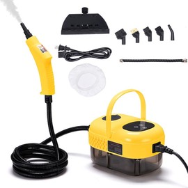 Spurgehom Handheld Steam Cleaner, 15s Heat-Up 1L Tank Portable Steam Cleaner, 2500W High Temperature Multipurpose Steamer for Cleaning, 6 Gears Adjustable Handheld Steamer for Home (White) - Colour: Yellow