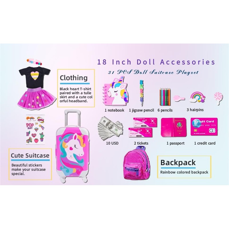 16 Pcs 18 Inch Doll Clothes and Accessories