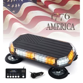 Xprite 42 LED Roofop Beacon Strobe Light Bar Emergency Warning Hazard Flashing Snowplow Lights w/Controller for Construction Vehicles Tow Trucks Postal Cars Amber/White