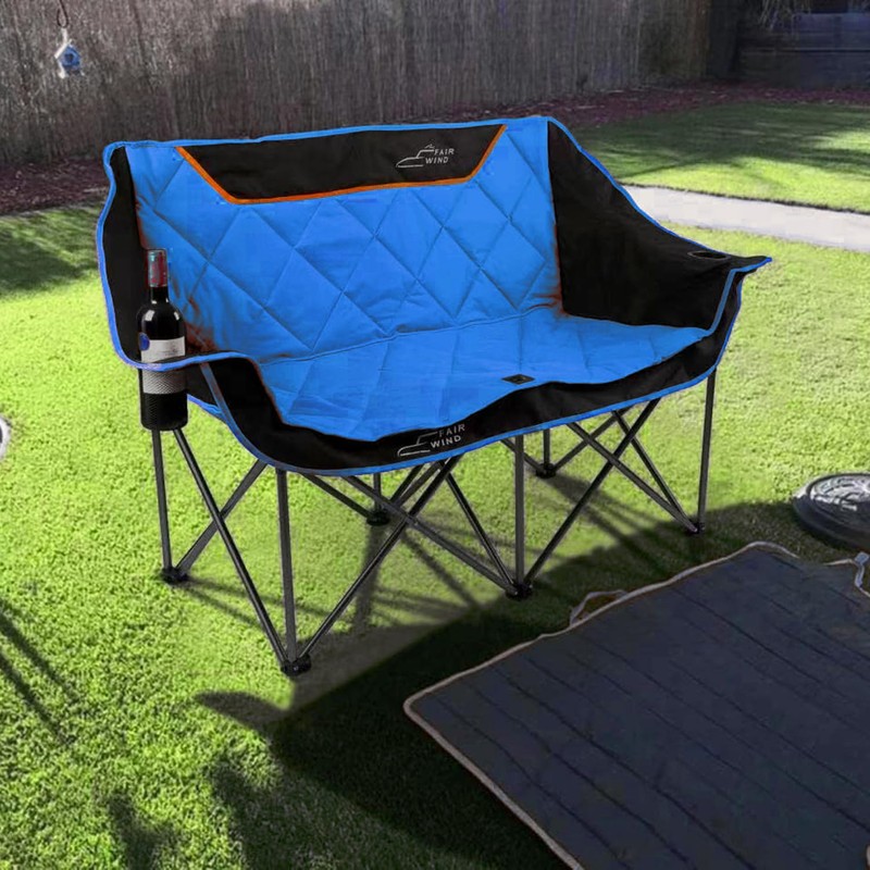 FAIR WIND Oversized Fully Padded Camping Chair Folding Loveseat Camping
