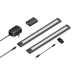 ledscom.de Siris Smart LED Under-Unit Light Black Matt with WLAN Controller Flat Smart Home Alexa Enabled (Echo) 30 cm Each 368 lm Warm White Dimmable Set of 2