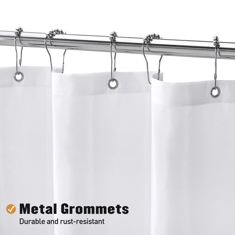 MitoVilla White Fabric Shower Curtain Liner - Heavy, Simple Shower