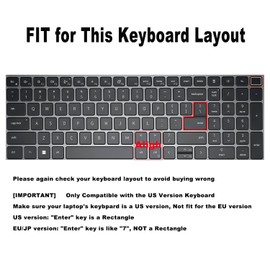 2 PCS Keyboard Cover for 15.6 Inch Dell Latitude 3540 3550 5520 5521 5530 5531 5540 5550, 15.6 Inch Dell Precision 3560 3561 3570 3571 3580 3581 3590 3591 US Laptop Keyboard(Black+Clear)