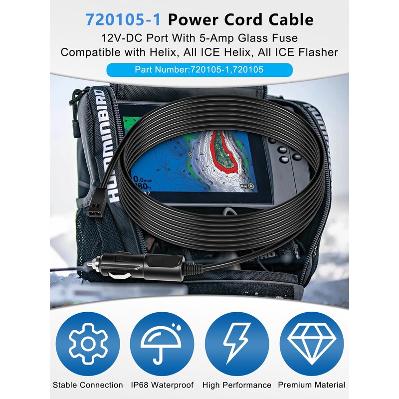 Replacement for Humminbird 720105-1 12V-DC Port Power Cord Compatible with