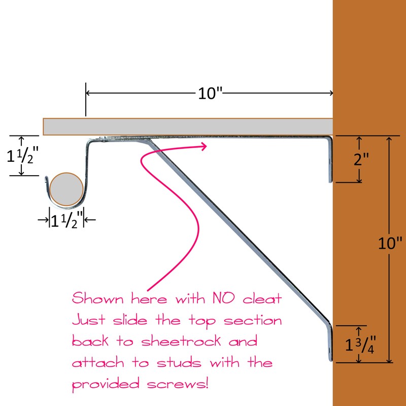 Desunia Adjustable Closet Rod & Shelf Support Bracket - White