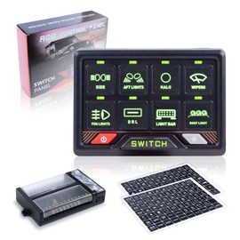 SUMHITIC RGB 8 Gang Switch Panel Multifunction Waterproof Bluetooth Switch Panel 5-Level Brightness Universal for Truck RV UTV SUV Boat Marine Trailer