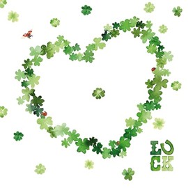 20 Napkins Lucky Heart Clover Leaf Happiness New Year's Eve Love Wedding Table Decoration Decoupage Decoupage Decoupage 33 x 33 cm