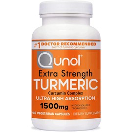 Qunol Turmeric Curcumin Supplement, Turmeric 1500mg With Ultra High Absorption, Joint Support Supplement, Extra Strength Turmeric Capsules, 2 Month Supply, 180 Count (Pack of 1)