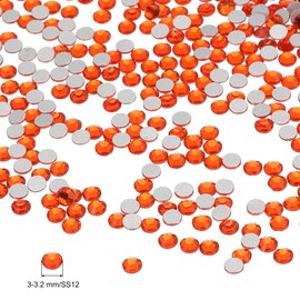 PATIKIL SS12/1440Pcs Glass Diamante Rhinestone, Crystal Glass Flat Back Rhinestones Round Crystal Man Made Gems Diamond Decor for Nail Art Craft Clothes DIY Makeup, Orange Red