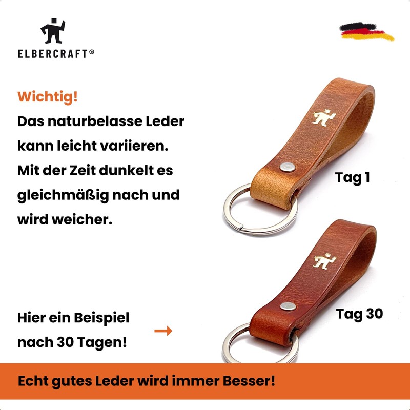 ELBERCRAFT® Leather Keyring Gift for Women or Men Vegetable Tanned