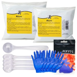 Fabric Dye Powder 1.04 lb - Vibrant Alum Pre-Treatment for Marbling, Bundle with 5X Pixiss 1tsp Craft Spoons, 3 Pairs Large Gloves - [Pack of 2]