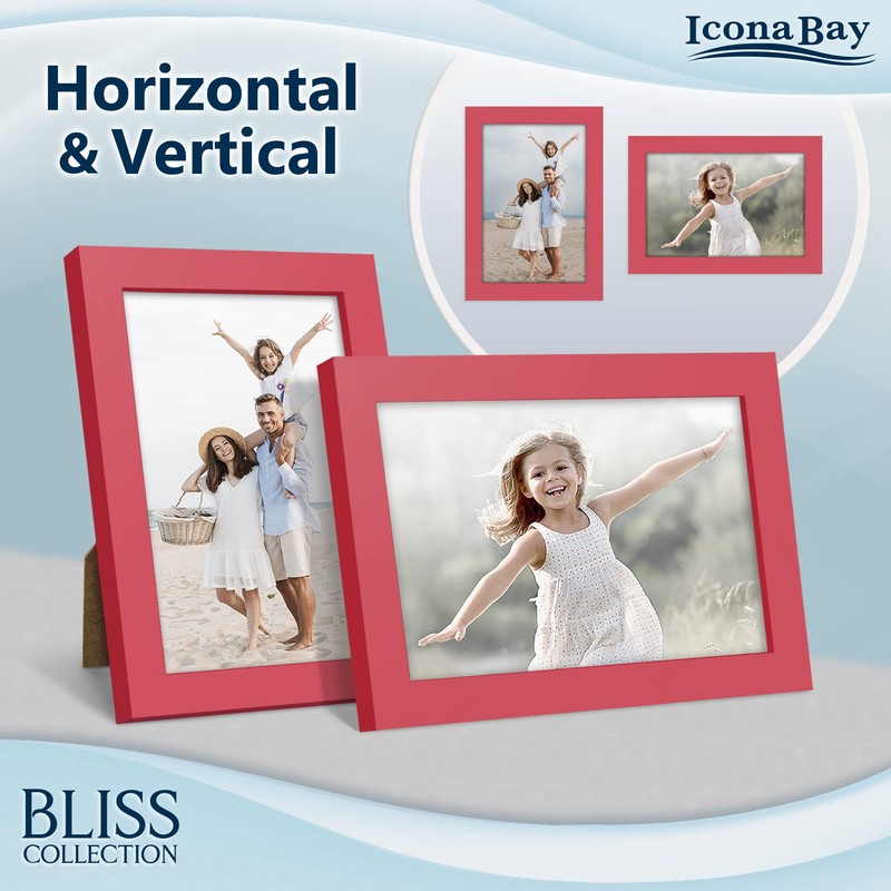 Icona Bay 4x6 (10x15 cm) Picture Frames (Red, 5 Pack),