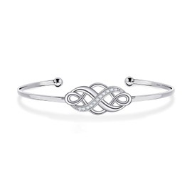 CTIEIP Irish Celtic Knot Created Sideways Bangle Irish Bracelet Sterling Silver Jewelry for Women