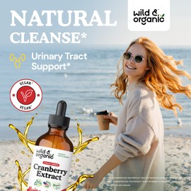 Wild & Organic Cranberry Concentrate Liquid Drops 12,500 mg - No Sugar Added - Cranberry Supplement for Women's Urinary Tract - Alcohol-Free, No Additives - 4 fl oz