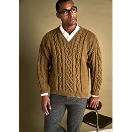 Wendy Aran Knitting Pattern for Mens Cable Knit V Neck Sweater Jumper (6167)