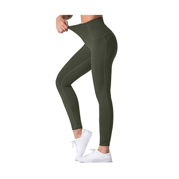 Dragon Fit Compression Yoga Pants Power Stretch Workout Leggings with High Waist Tummy Control (Small, Ankle-Dark Olive)