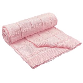 ANDY & HELEN - Summer Cotton Thread Blanket with Squares for Cradle, 29.5x35.4 inches, Rosa (Pink)