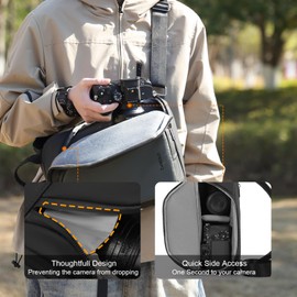 Cwatcun Camera Sling Bag Small, DSLR/SLR/Mirrorless Compact Camera Bag, Water-resistant Camera Shoulder Case Crossbody Photography Purse Compatible with Canon Nikon Sony Fuji Camera,Lens,Black