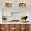 3-Light Rustic Flush Mount Light Fixture, 12.2 Inch Farmhouse Wood