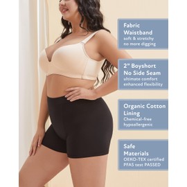 Goat Union 2" Period Underwear Boxer Briefs Boy-shorts, Organic Cotton Lining, Hi-Waisted & Heavy Flow, FSA HSA Approved, Black, 3XL