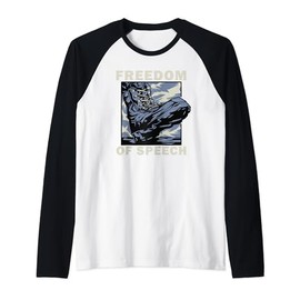 Crushing Freedom Of Speech Under Jackboot Social Media Post Raglan Baseball Tee
