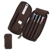 EsiFare Crazy Horse Leather, Retro Leather Pen Case, Multi-Stationery Pouch,