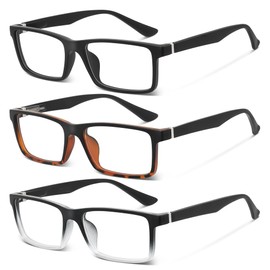 kunchu 3Pack Reading Glasses Men Blue Light Readers Computer Reading Glasses Men Spring Hinge Design Classic Styles