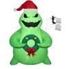 Christmas Inflatable Green Oogie Boogie Holding Monster Wreath 5 Foot