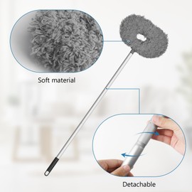 Eunice Ceiling Fan Duster with Extension Pole, Adjustable and Removable Fan Cleaner Blade for High Ceiling, Fan Cleaner for Window Door Furniture (Grey-7FT)