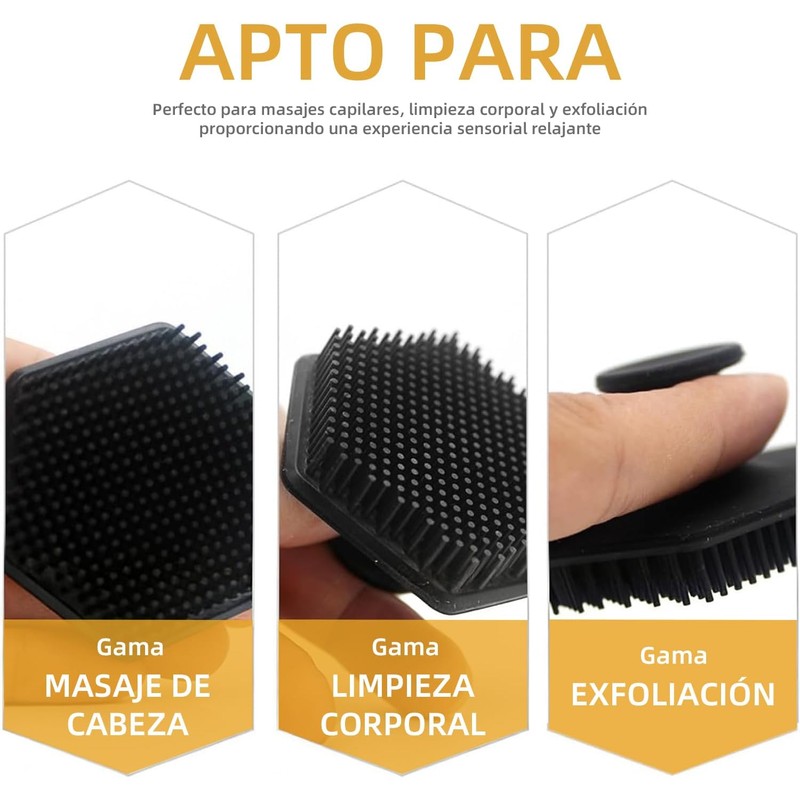 Set de 4 Cepillos Corporales de Silicona para Baño:Cepillo de