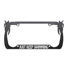 Just Keep Swimming Palm Tree Style Heavy Duty Metal License Plate Frame Beach License Plate Car Holder/Car Accessories