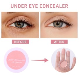 Concealing Cream Under Eye Brightener and Double-ended Eyeshadow Brush - Light Pink Concealer for Dark Circles, Correcting Eye Cream for A Radiant Look