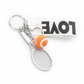 Kysin Chiys Mini Personality Letter Love Tennis Keychain Pendant Colorful Simple Sports Style Keyring Backpack Decration Jewelry for Women Men - Orange