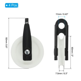 PATIKIL Nylon Clothesline Pulley, 4Pcs 2 Inch Diameter Outdoor Puller Rope Pulley Clothes Line Puller Kit Wire Rope Pulley for Outdoor Clotheslines