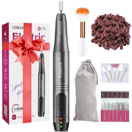 COSLUS Nail Drill Electric Nail Files with 45 Kits, Cordless Manicure and Pedicure Set, 3 Adjustable Speed Professional E File for Acrylic Gel Nails, Cuticles, Hard Skin