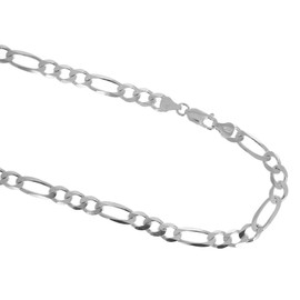 Mayas Gems Sterling Silver Figaro Chain. 4mm Wide. Made in Italy .925 Sterling Silver Wholesale 16" 18" 20" 22" 24" 30" FIG180 (20)