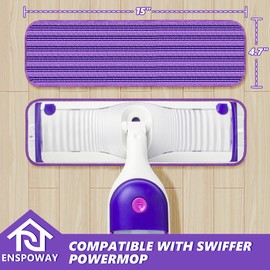 Reusable Mop Refills Pads for Swiffer PowerMop, 4 Pack Power Mop Refill Pads Microfiber PowerMop Pads Washable 15” Wet Pads Mopping Cloths for Multi-Surface & All Types of Floors, Purple