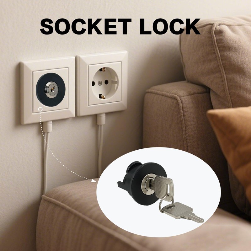Set of 2 Lockable Socket Locks, Child Safety and Anti-Theft
