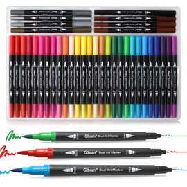 36 Colors Art Brush Markers Pens,Dual Brush Marker Pens for Coloring Books Double Tip Colored Pen for Adult Coloring Water Color Pens for Kids Adult Book Eggs Decorations Drawing Art Craft Kit Gift