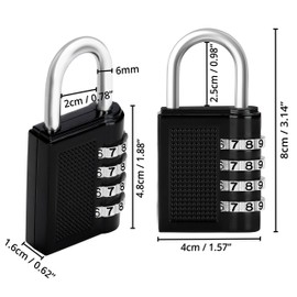Belle Vous 4 Pack Black 4 Digit Combination Shackle Padlock - 4.8 x 4 x 1.6cm/ 1.88 x 1.57 x 0.62 inches - Heavy Duty Waterproof Indoor/Outdoor Security Lock for Gym & School Locker, Fence & Gates