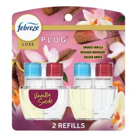 Febreeze Plug In Refills Spring Scents, Summer Limited Edition Plug In Refills for Odor-Fighting Fade Defy PLUG Air Freshener, 2 pack (Vanilla Suede)
