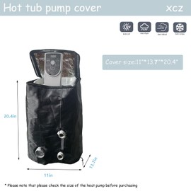 XCZ hot tub Pump Cover. with Thermal Insulation Aluminum Film, Waterproof, Sunscreen, Insulation. Spa Heat Pump Insulation Cover. (Black, Cover only)