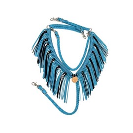 fringe breast collar paracord horse tack neon turquoise and black