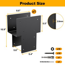 6"x 6" Post Cap Tie Rod Brackets,TROPTOLKY Heavy Duty Wood Beam Tie Rod Brackets, for Supporting Outdoor Pergolas, Gazebos, Decks and Porches,1 Pcs