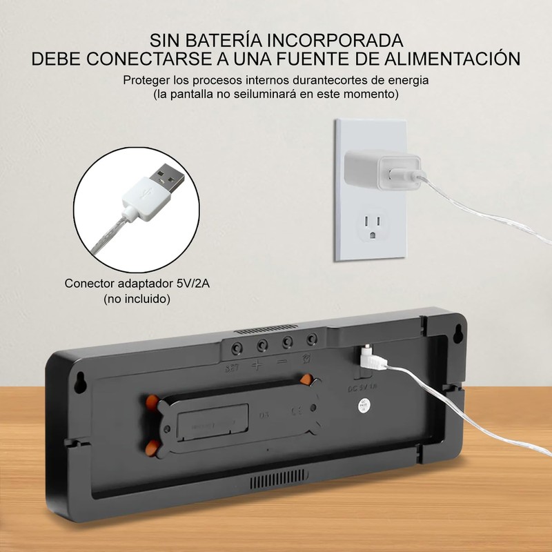 Reloj digital de 13 pulgadas, doble alarma con modo de