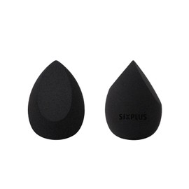 SIXPLUS Multifunctional Makeup Sponge Puff, Teardrop Shape, Diagonally Cut Flat Surface, Soft, Dry and Wet Use, Makeup Tool (Black, 1 x Single Side Diagonal Cut + 1 x Double Side Diagonal Cut)