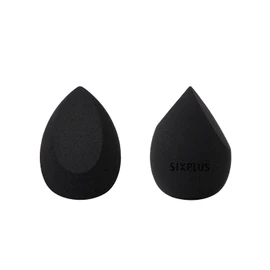 SIXPLUS Multifunctional Makeup Sponge Puff, Teardrop Shape, Diagonally Cut Flat Surface, Soft, Dry and Wet Use, Makeup Tool (Black, 1 x Single Side Diagonal Cut + 1 x Double Side Diagonal Cut)
